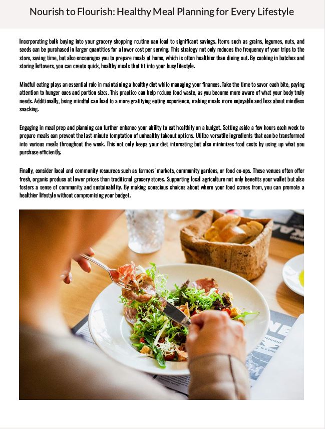 Nourish To Flourish Healthy Meal Planning For Every Lifestyle